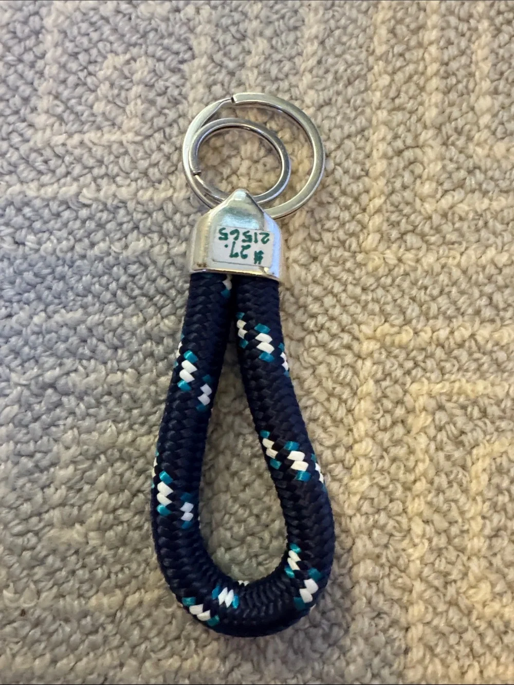 Cape Cod nautical keyring Navy Braided Rope Keychain with Silver Hardware